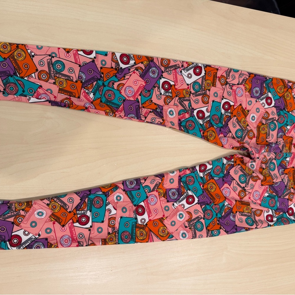 LuLaRoe Pink and Purple Boombox Leggings